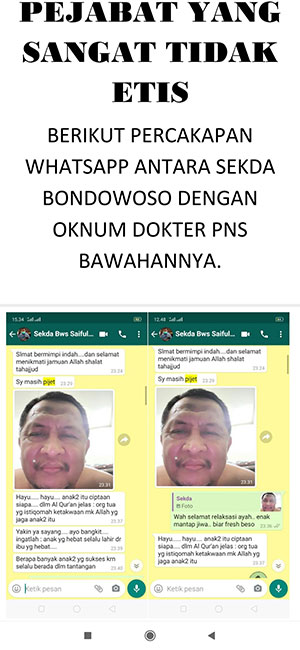 Viral Chatting Mesra Sekda Bondowoso dengan Seorang Dokter Gigi