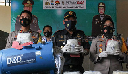 Polrestabes Surabaya Gagalkan Penyelundupan 7,2 Kg Sabu Malaysia