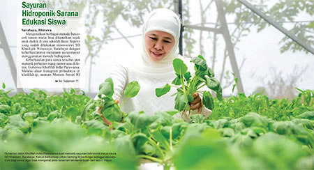 Khofifah Kagumi Sayuran Hidroponik Sarana Edukasi Siswa SD Khadijah